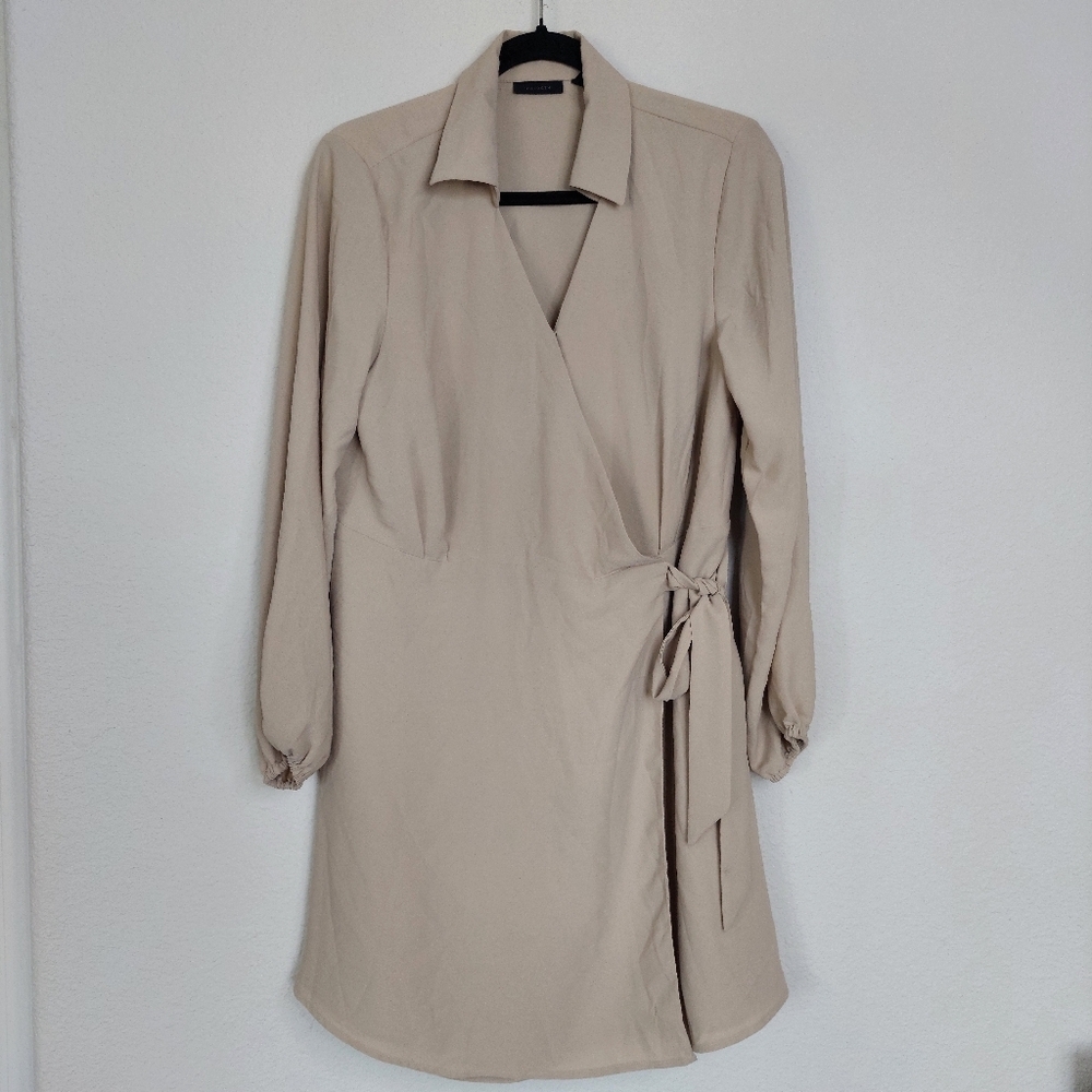 Halogen Spread Collar Long Sleeve Wrap Dress Size Small